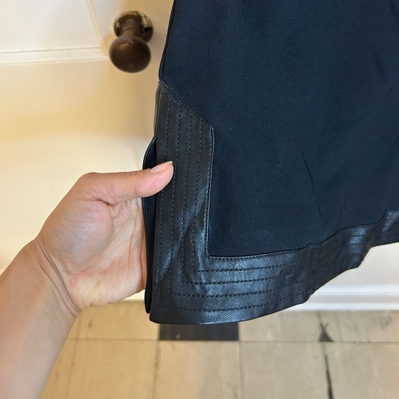 Boston Proper Black 3/4 Sleeve Faux Leather Trim Tunic Top - Picture 8 of 8